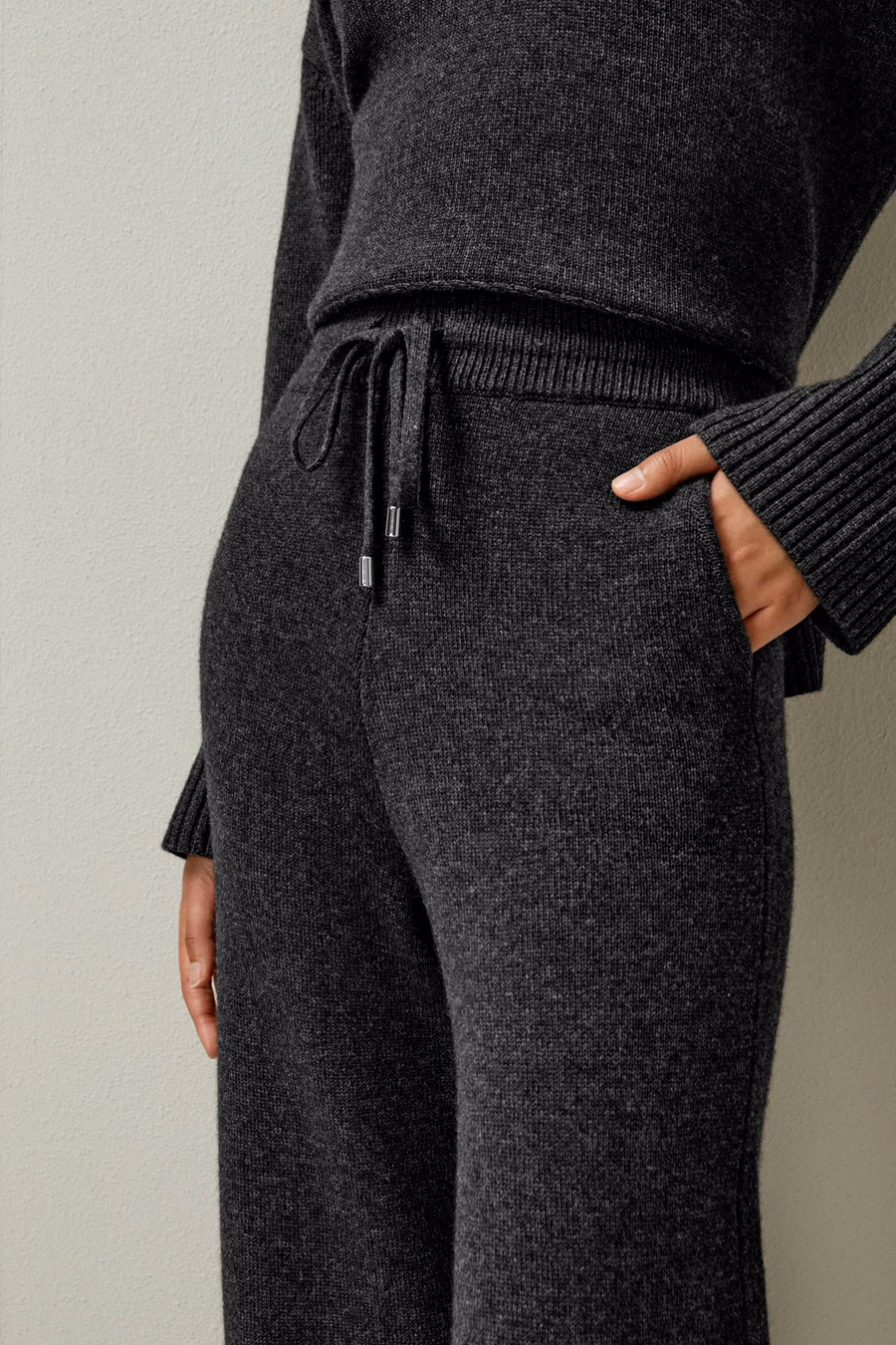 Pantalones de pierna ancha de jersey de lana Merino