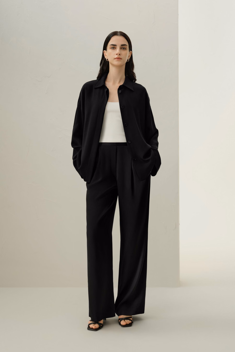 Pantalones de Charmeuse de Seda Doble Cara