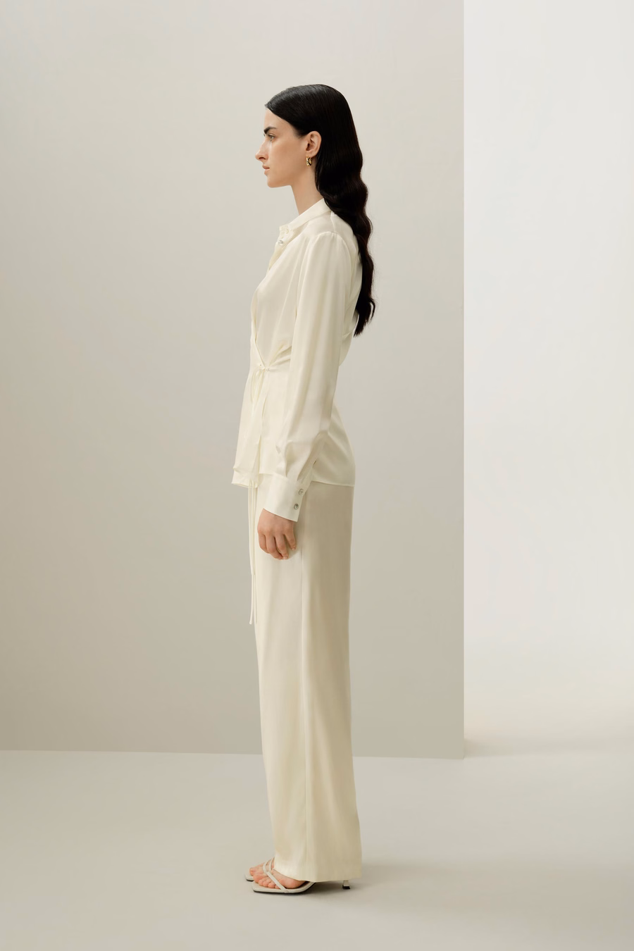Camisa de seda charmeuse convertible