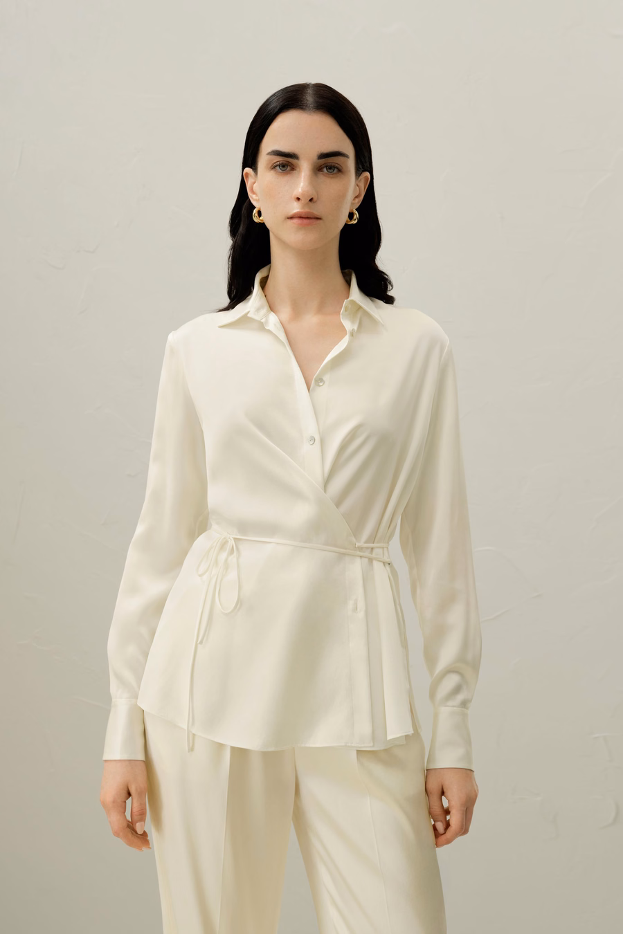 Camisa de seda charmeuse convertible