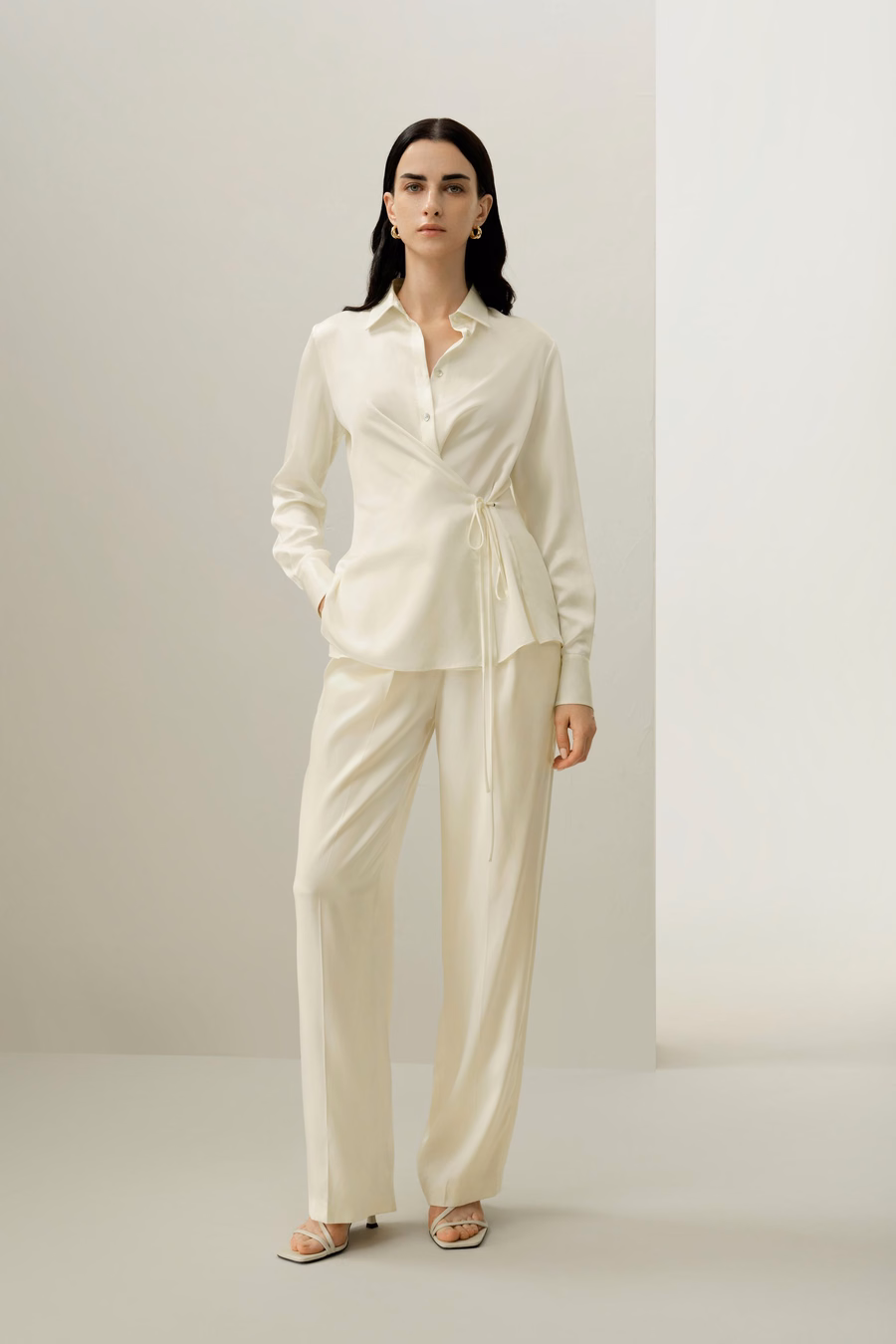 Camisa de seda charmeuse convertible