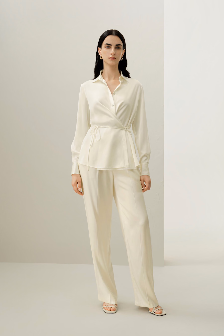 Camisa de seda charmeuse convertible