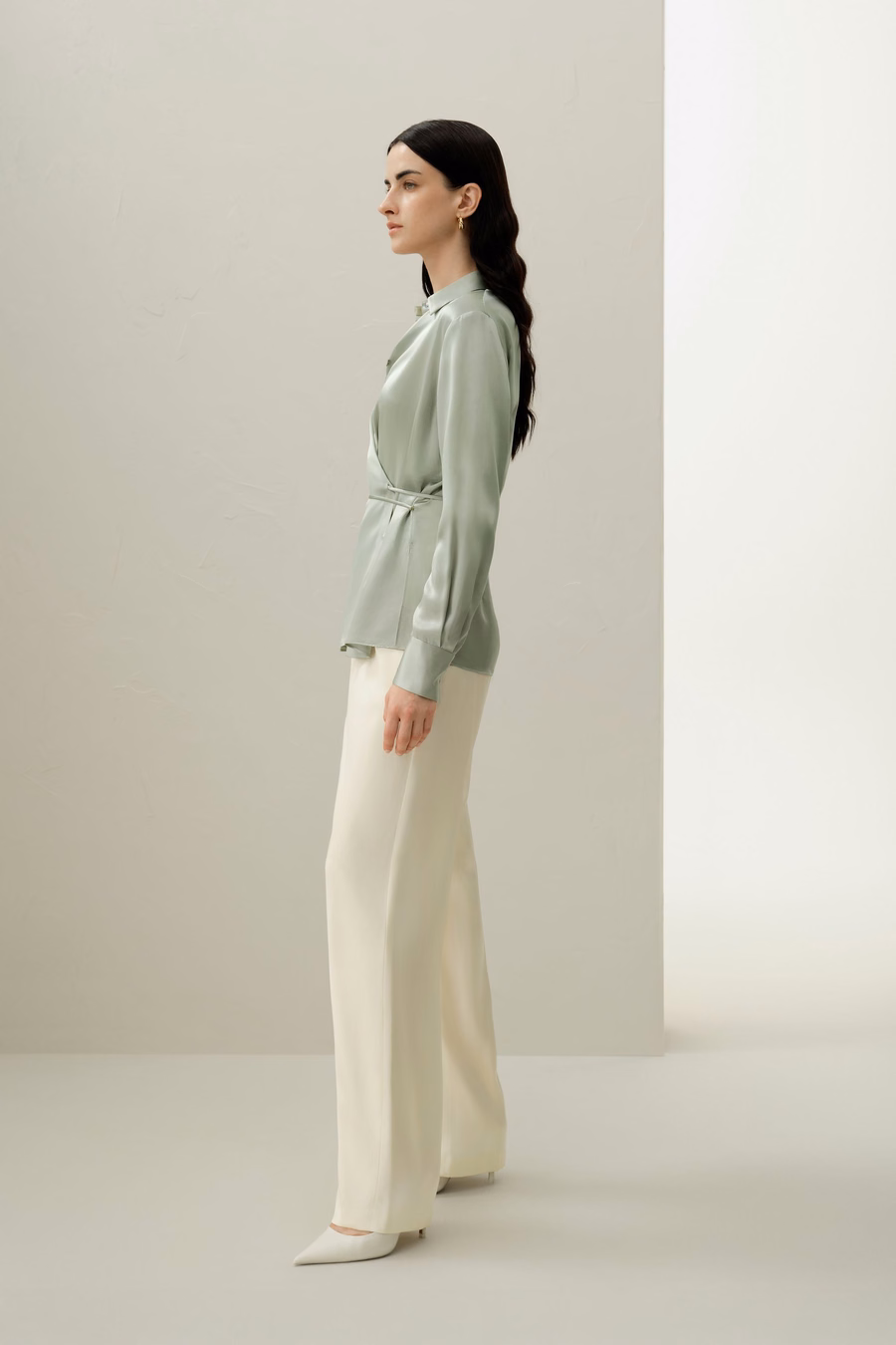 Camisa de seda charmeuse convertible