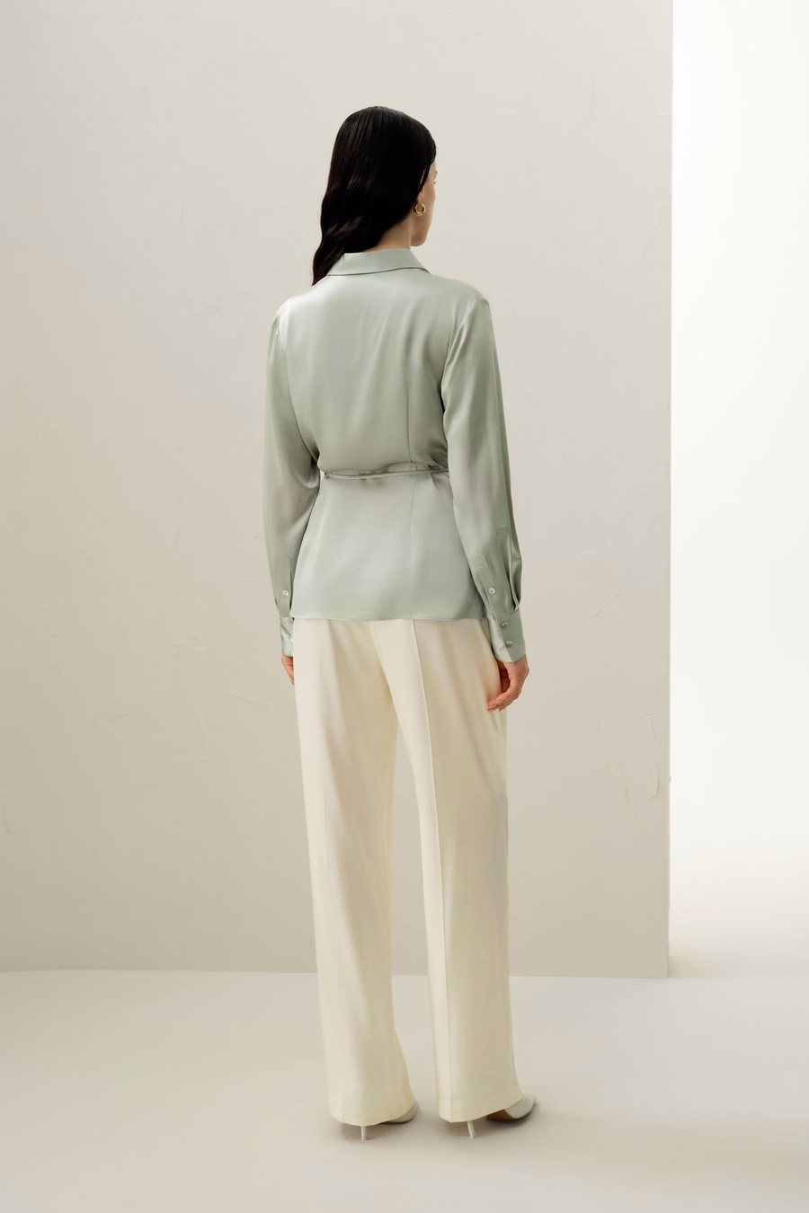 Camisa de seda charmeuse convertible