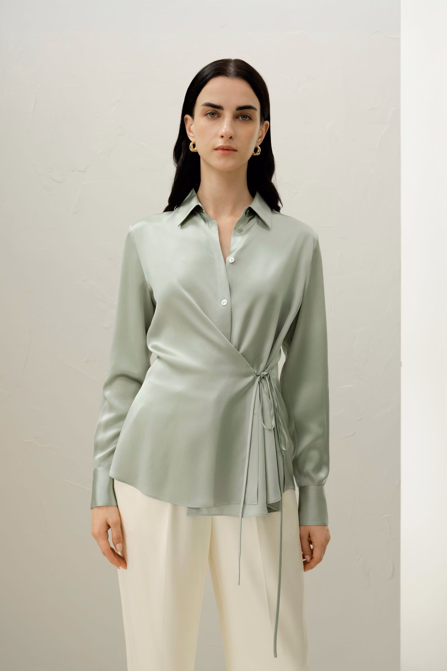 Camisa de seda charmeuse convertible