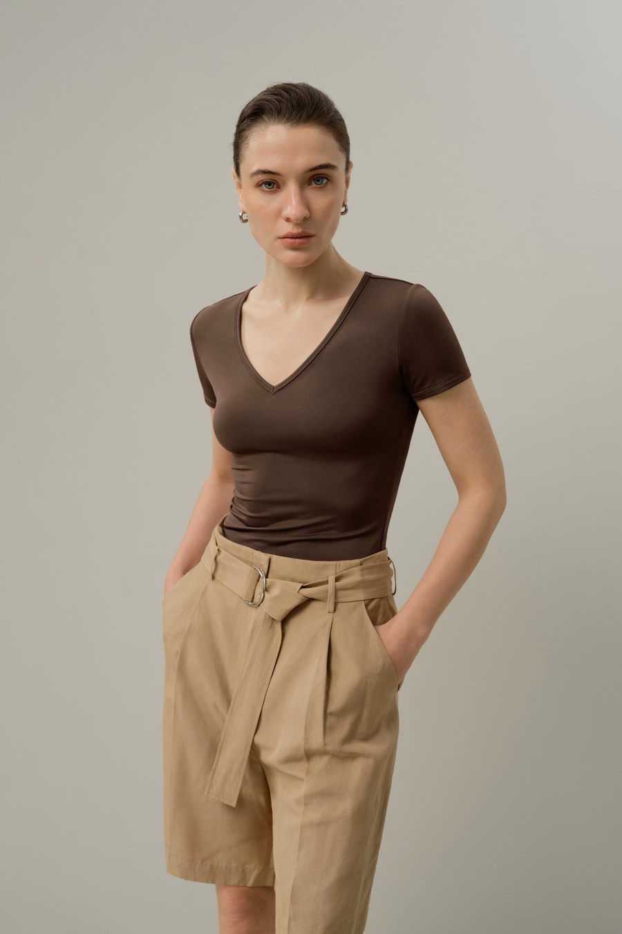 Silk Breeze Jersey V-neck Tee