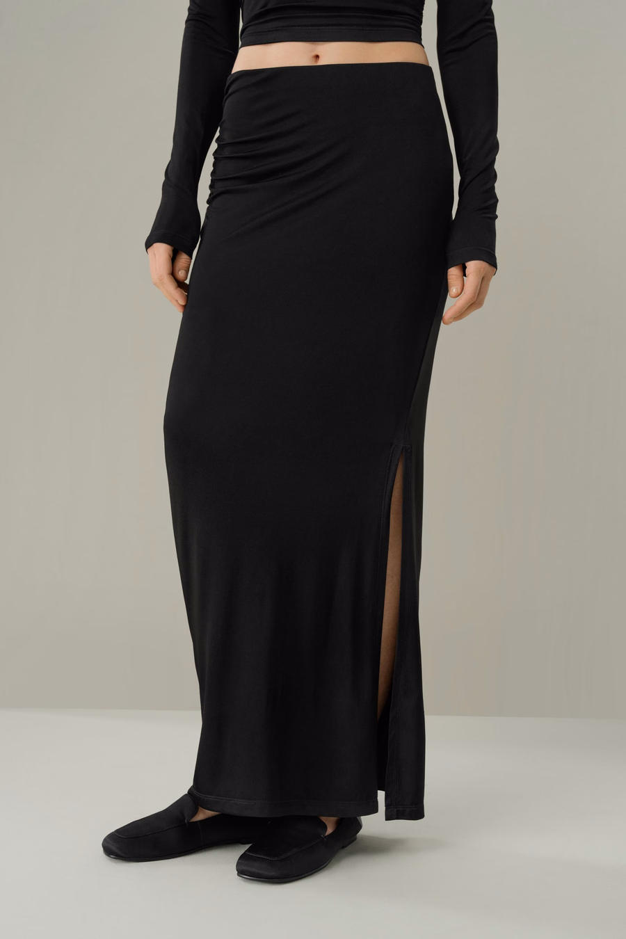 Falda Maxi Slim-Fit de Jersey de Seda Breeze