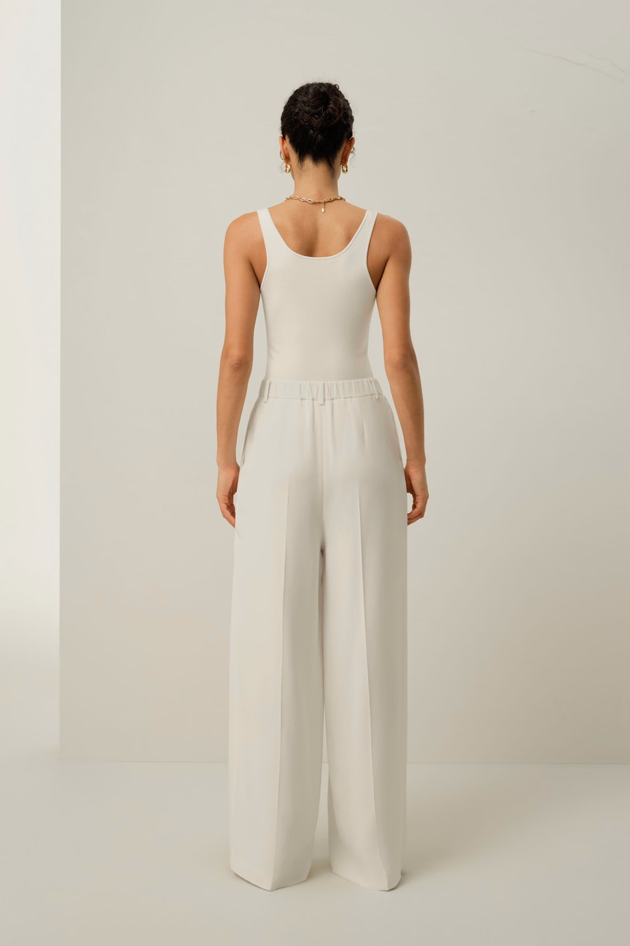 Pantalón ancho de seda crêpe