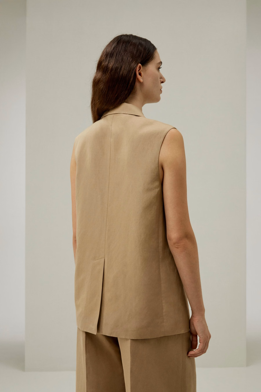 Chaqueta Blazer Sin Mangas de Botón Único