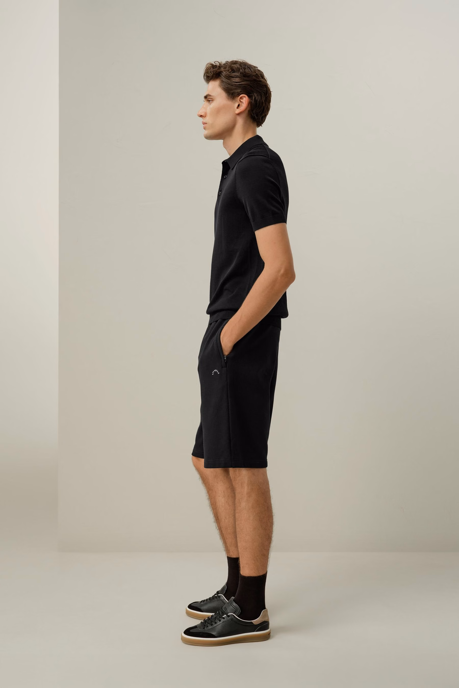 Polo de Ajuste Regular de Seda-Cotón con Cuello en V