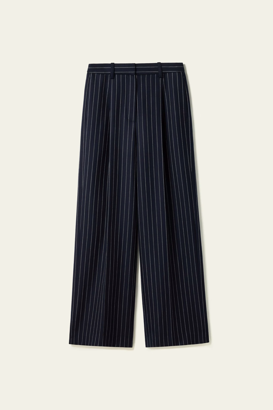 Pantalones de raya de pierna ancha de mezcla de lana