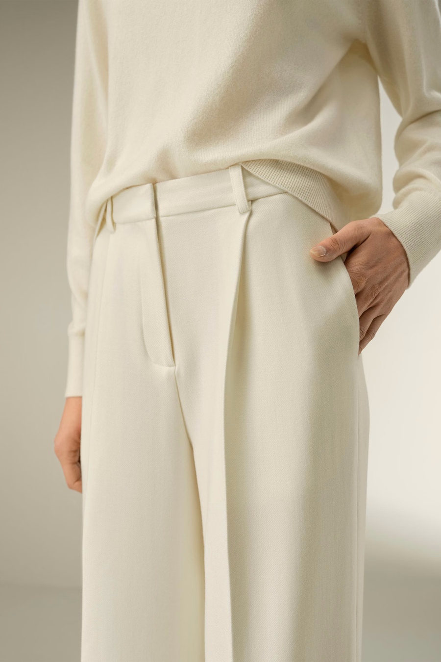 Pantalones de mezcla de tweed de seda y lana