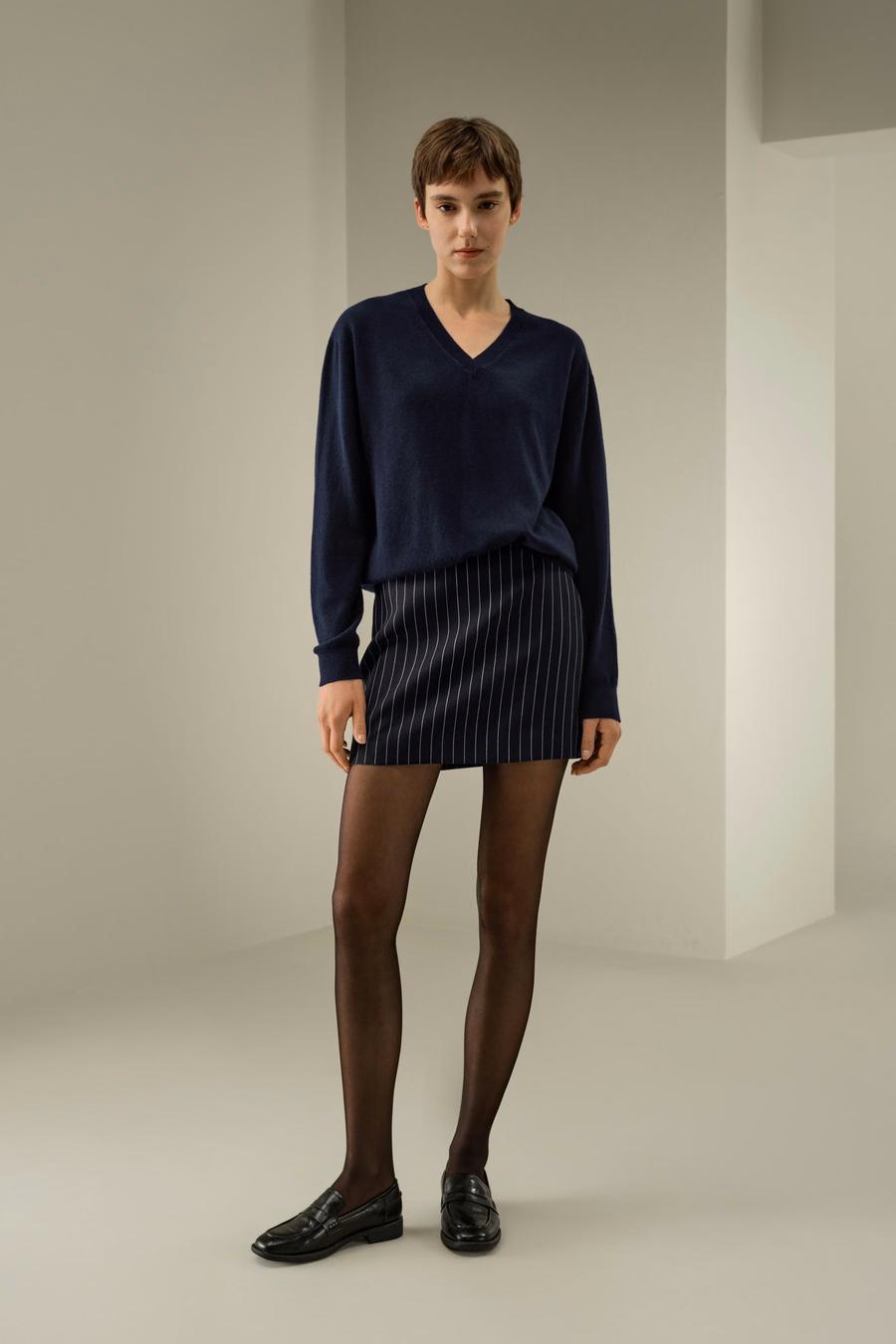Minifalda de Mezcla de Lana con Rayas Sloane