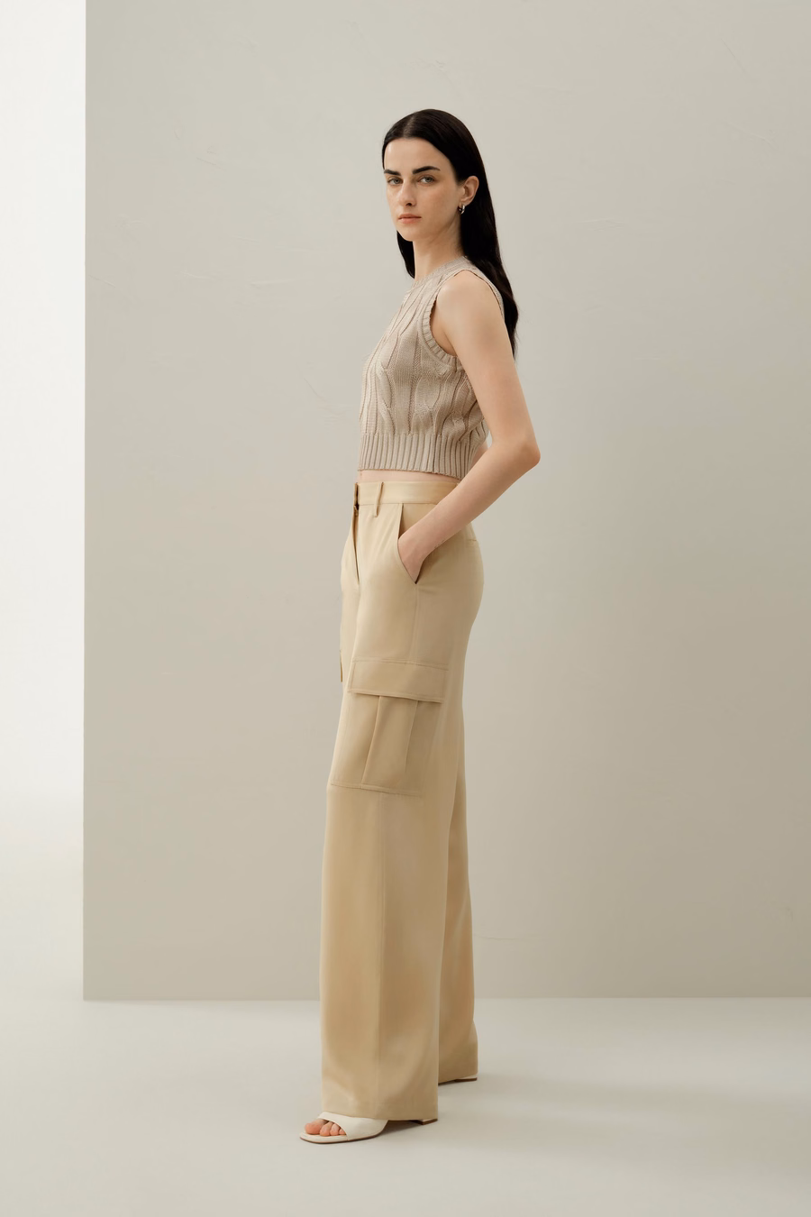Pantalones Cargo de Seda Crepé