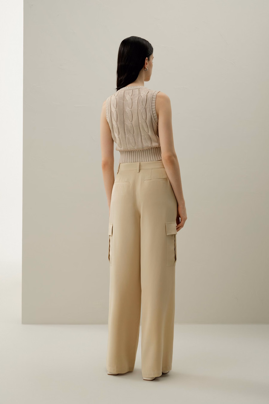Pantalones Cargo de Seda Crepé