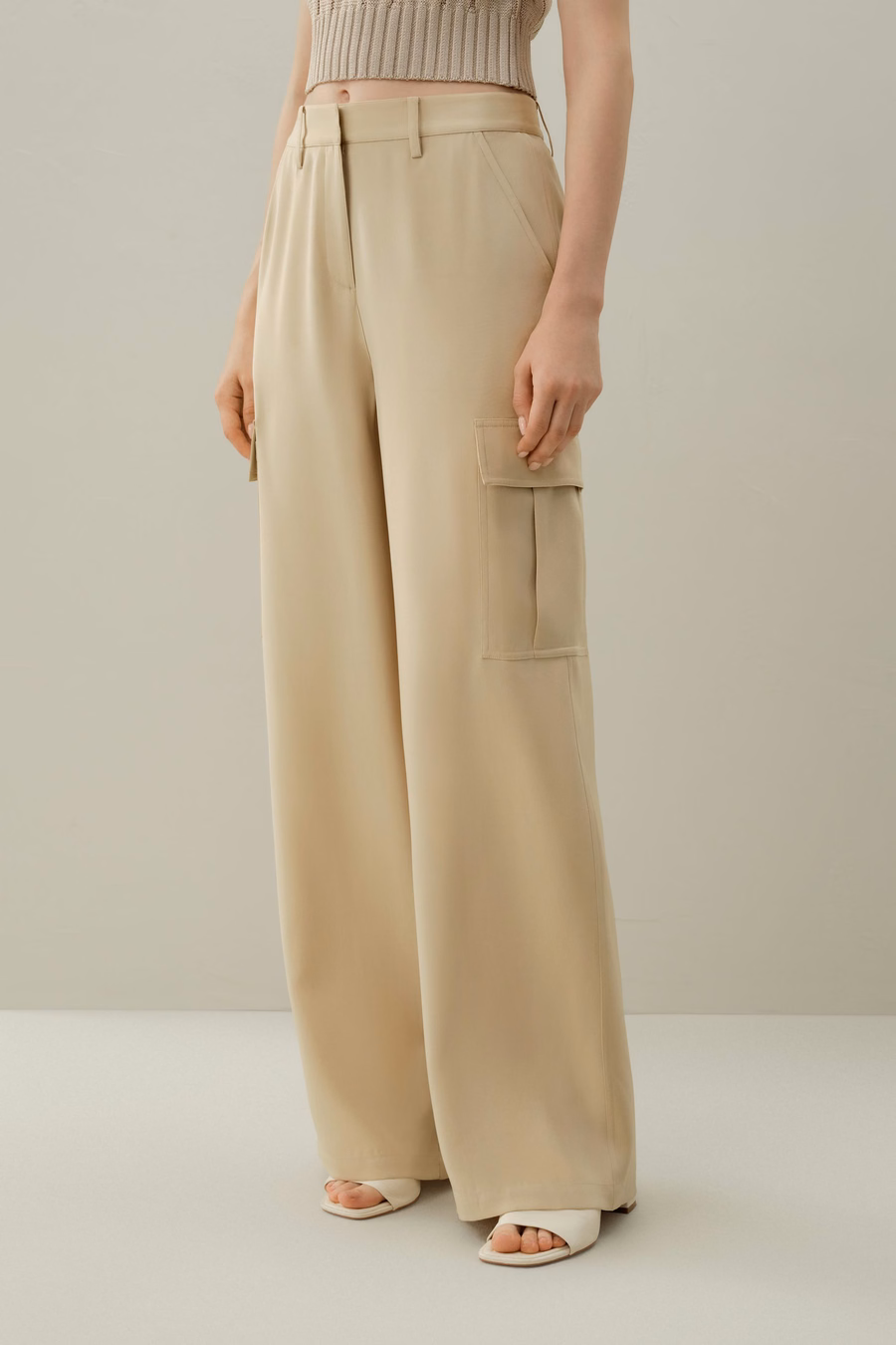 Pantalones Cargo de Seda Crepé