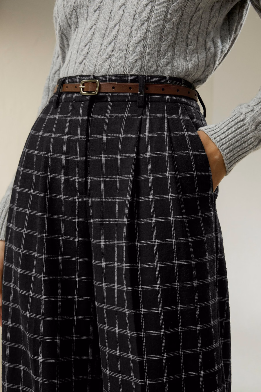 Pantalones de Traje de Seda-Lana de Pierna Ancha