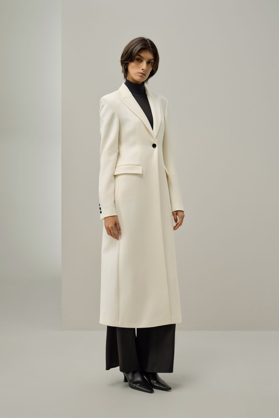 Abierto ajustado de tweed de seda y lana