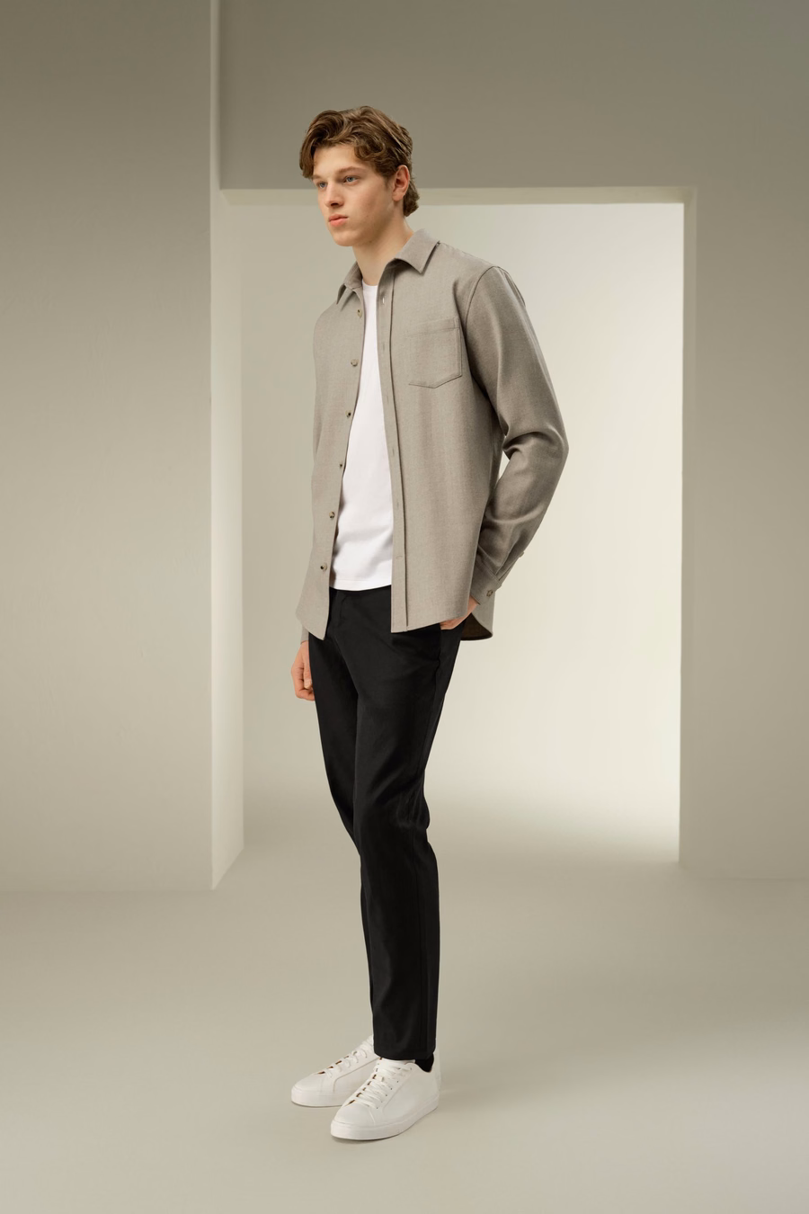 Camisa Cálida Over Sized de Mezcla de Seda y Lana para Hombres