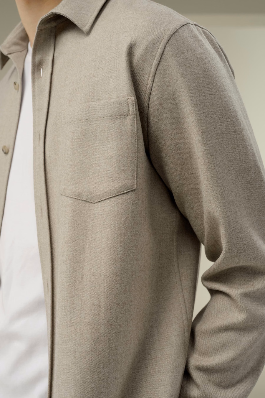 Camisa Cálida Over Sized de Mezcla de Seda y Lana para Hombres