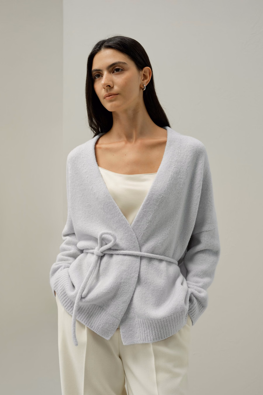 Chaqueta de punto bouclé de seda y cachemira