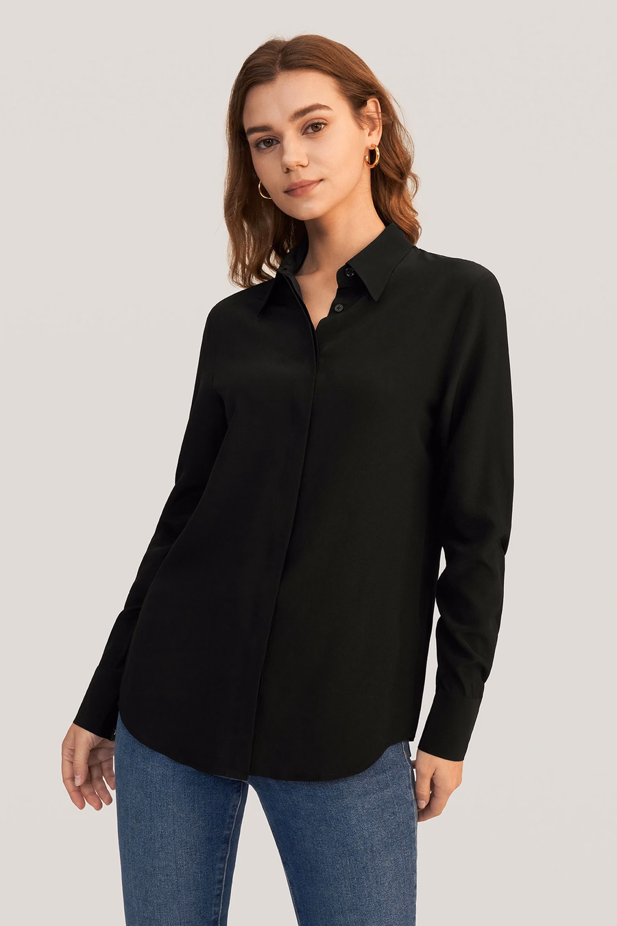 Camisa de Seda de Comodidad Clásica