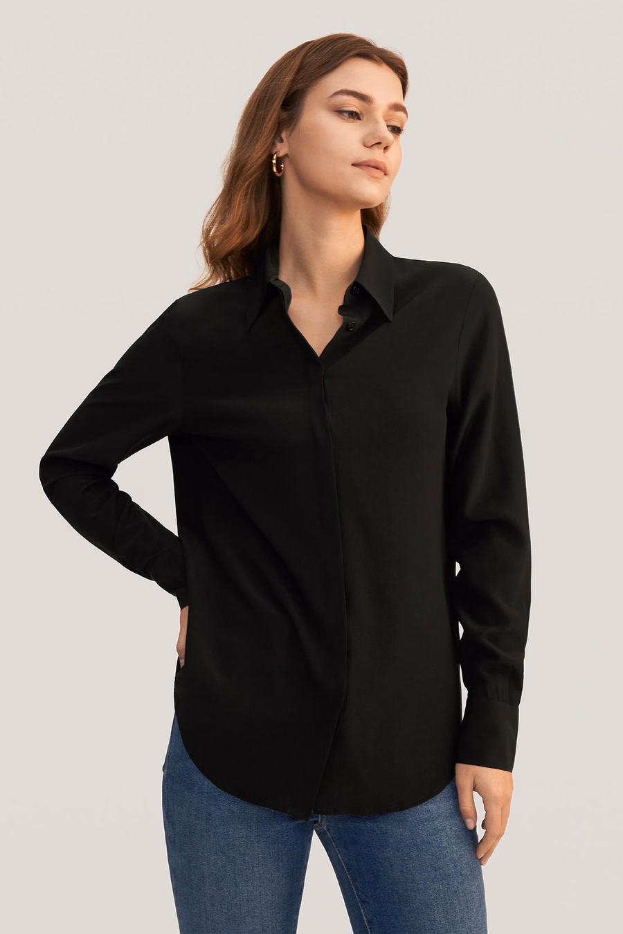 Camisa de Seda de Comodidad Clásica
