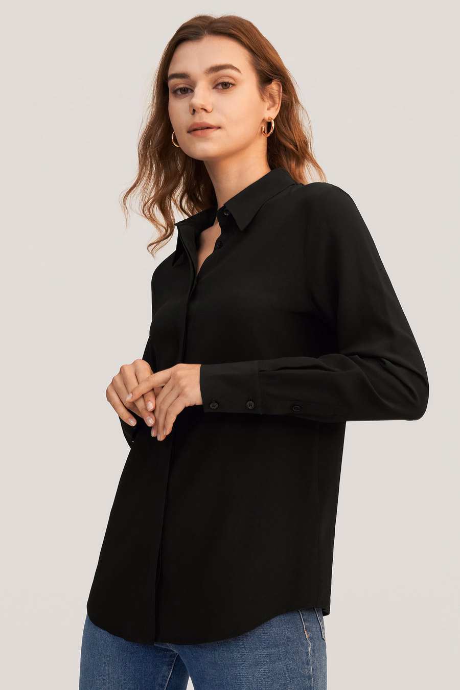Camisa de Seda de Comodidad Clásica
