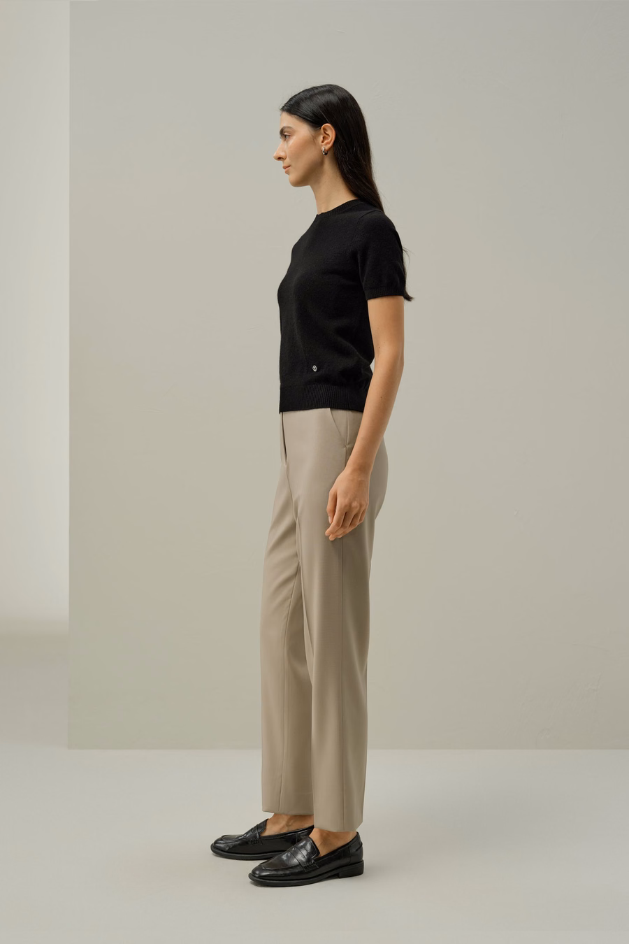 Pantalones slim fit de mezcla de seda y lana básicos