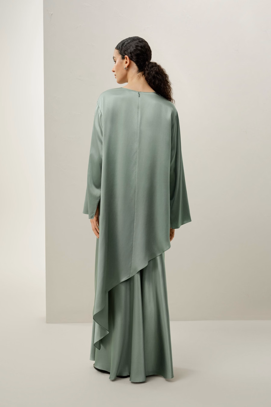 Falda Maxi A-Line de Charmeuse de Seda