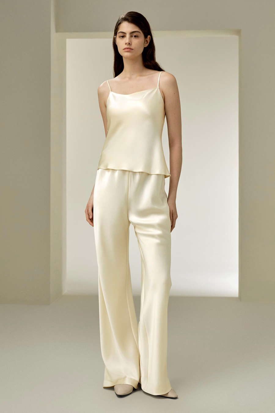Top de seda charmeuse de doble cara