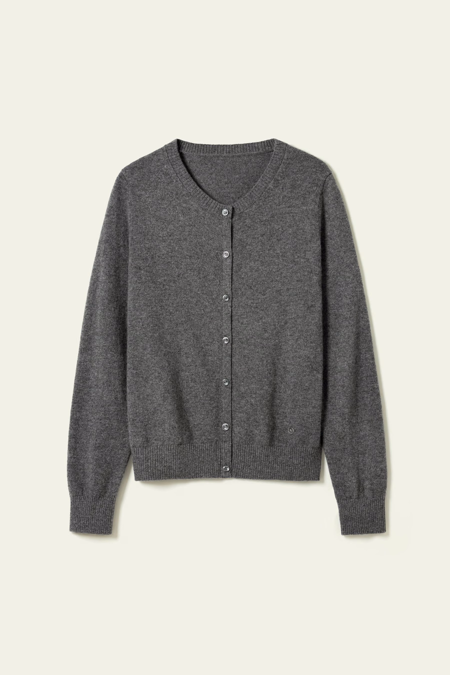 Cardigan ajustado de cuello redondo de cachemira