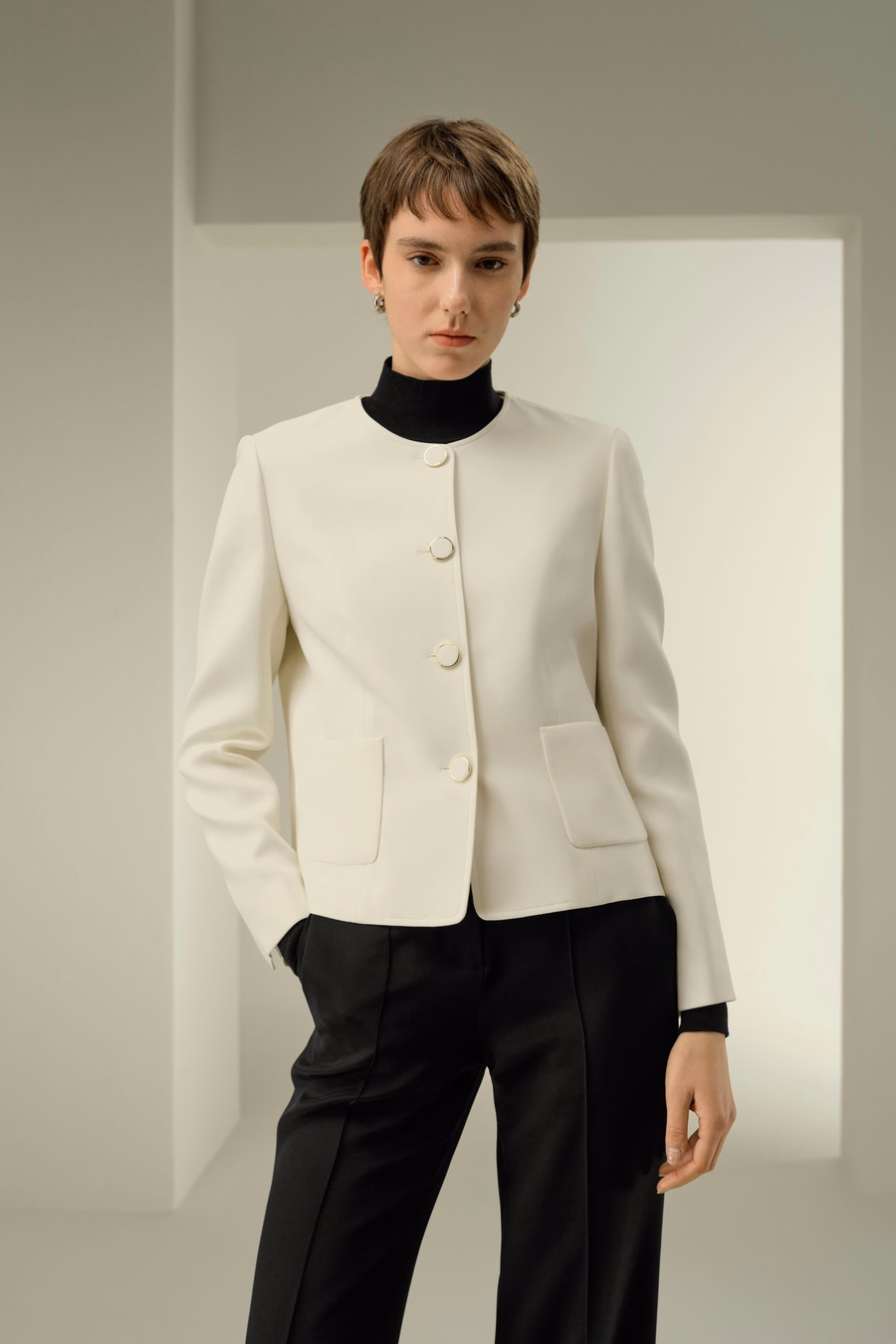 Chaqueta de Seda Confitada Ajustada