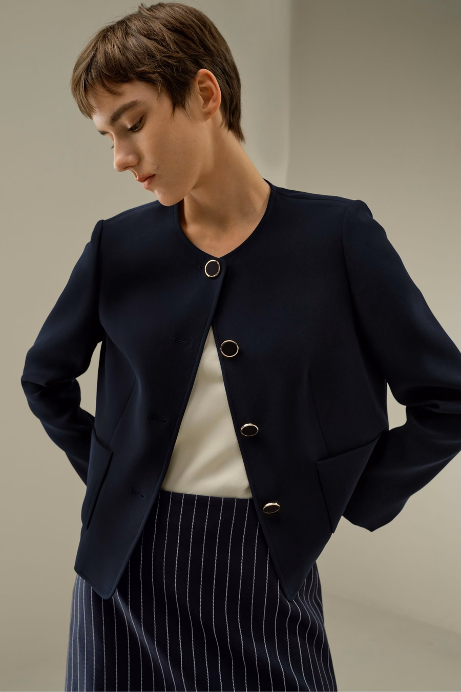 Chaqueta de Seda Confitada Ajustada