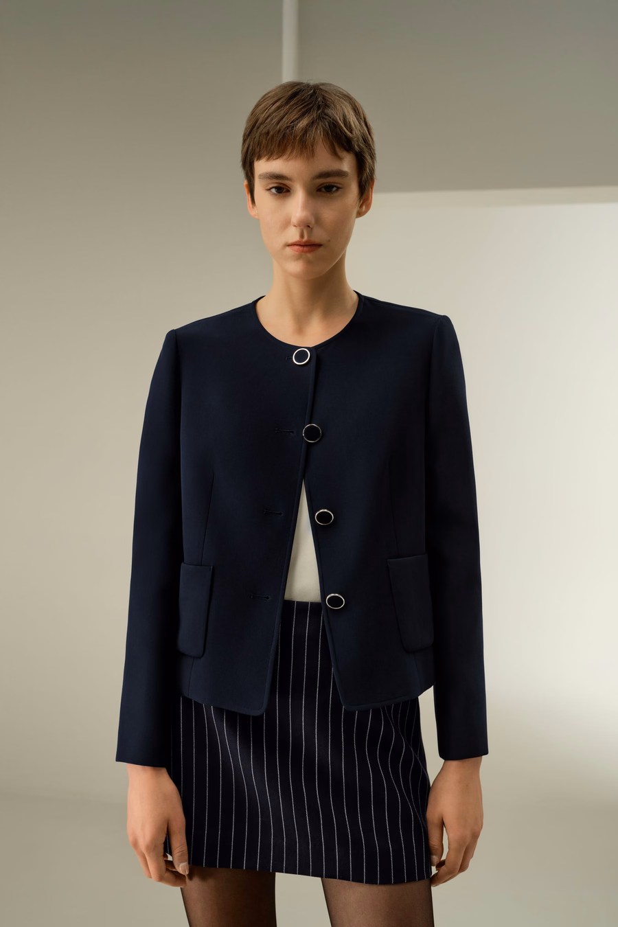 Chaqueta de Seda Confitada Ajustada