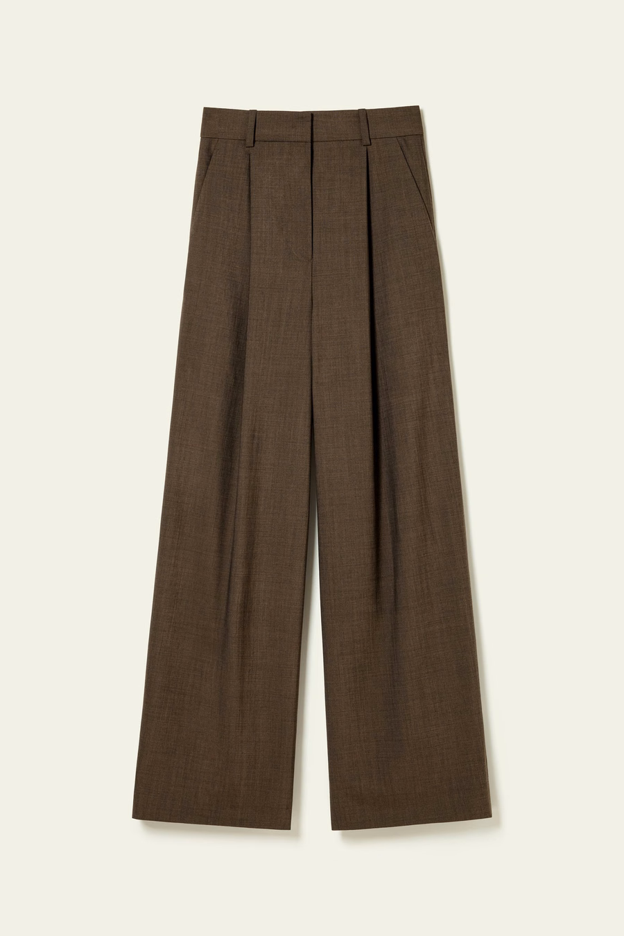 Pantalones de Mezcla de Seda-Lana con Pliegues Frontales