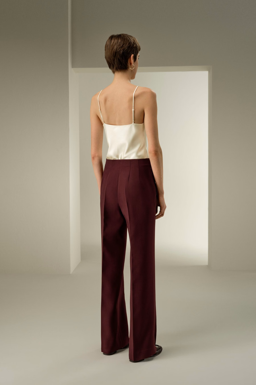 Pantalones de campana de seda y lana