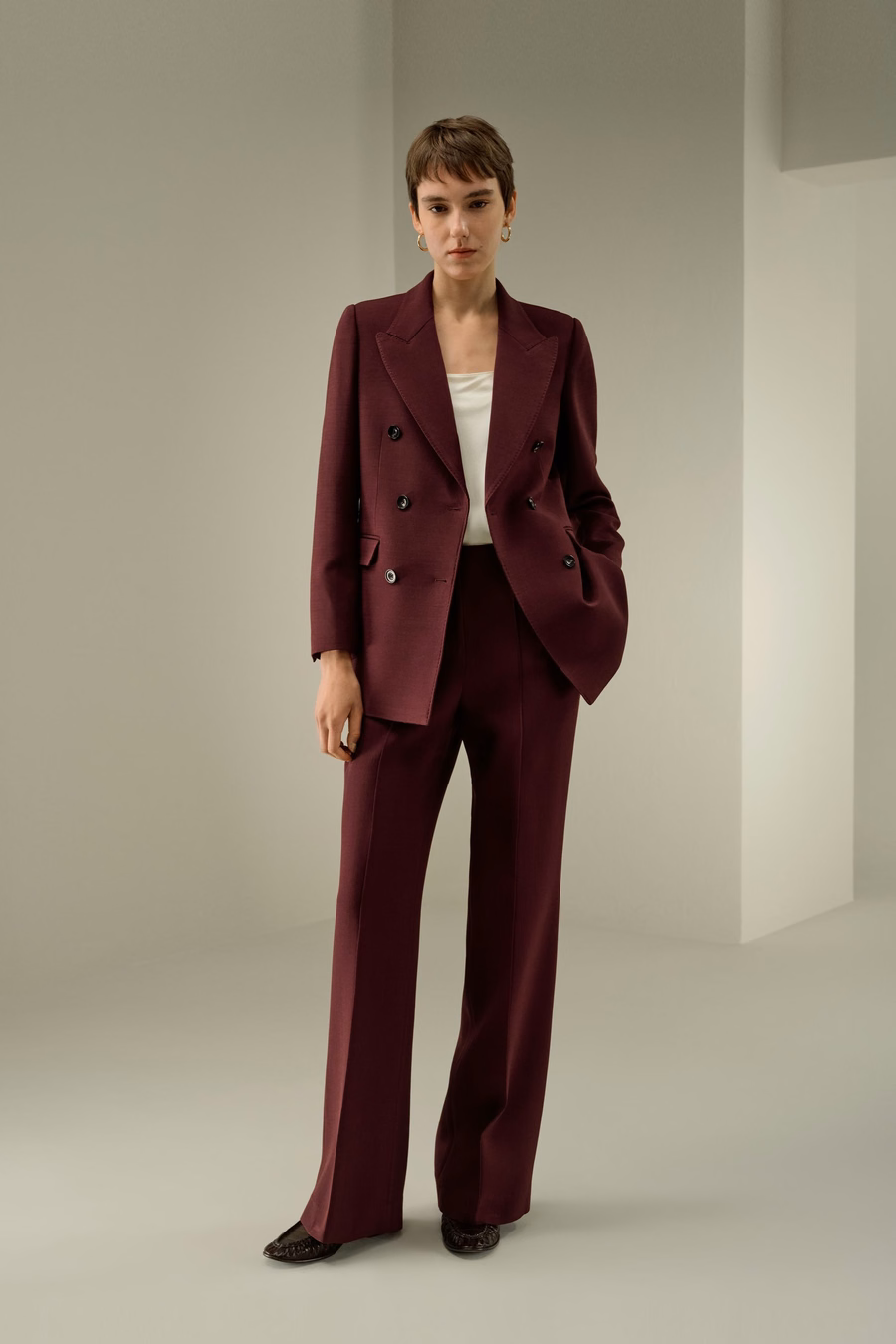 Pantalones de campana de seda y lana