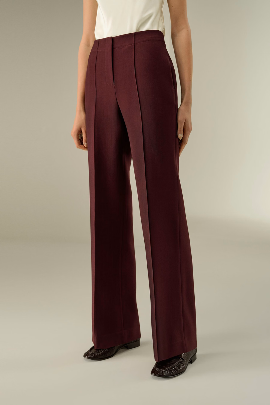 Pantalones de campana de seda y lana