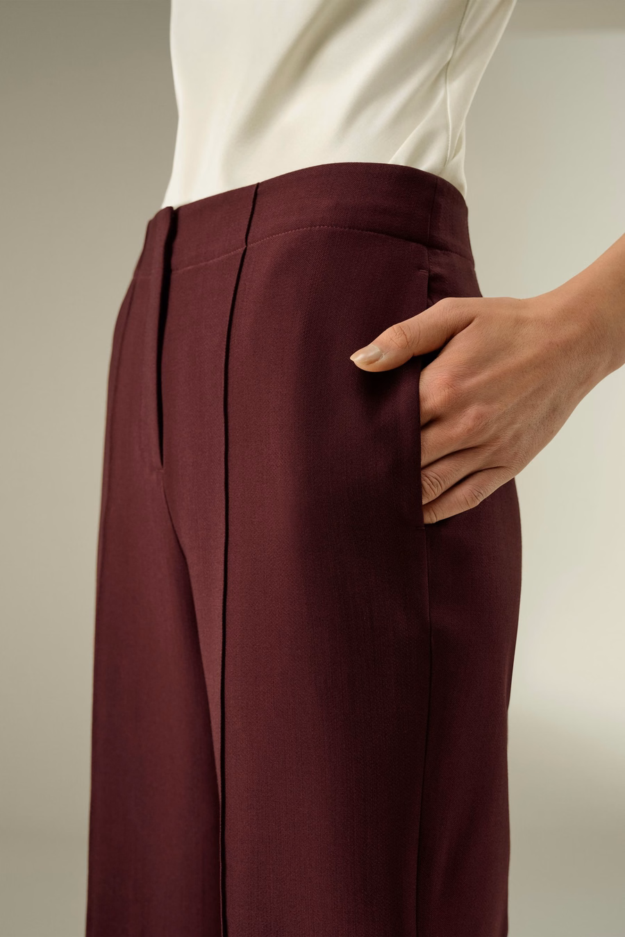 Pantalones de campana de seda y lana