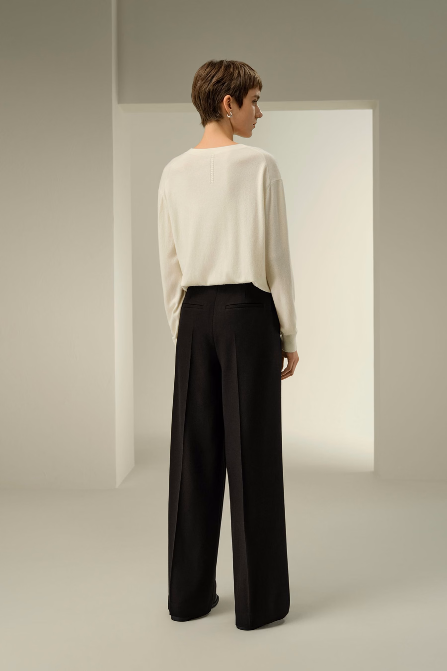 Pantalones de mezcla de tweed de seda y lana