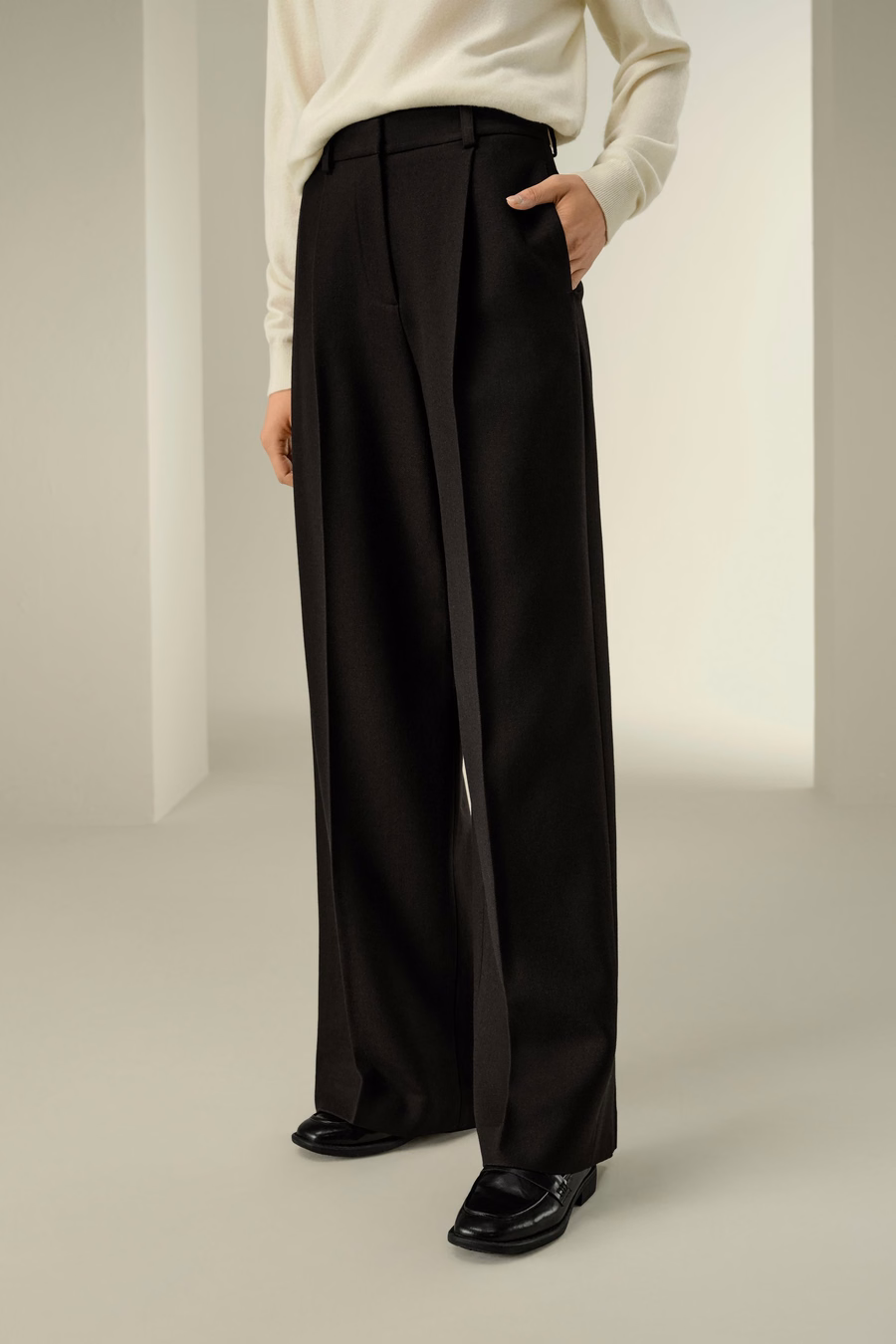 Pantalones de mezcla de tweed de seda y lana