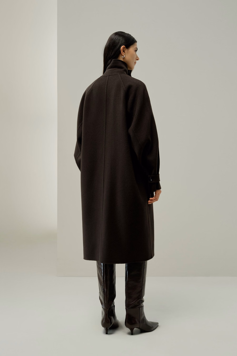Abrigo Oversized de Mezcla de Seda y Lana de Doble Cara