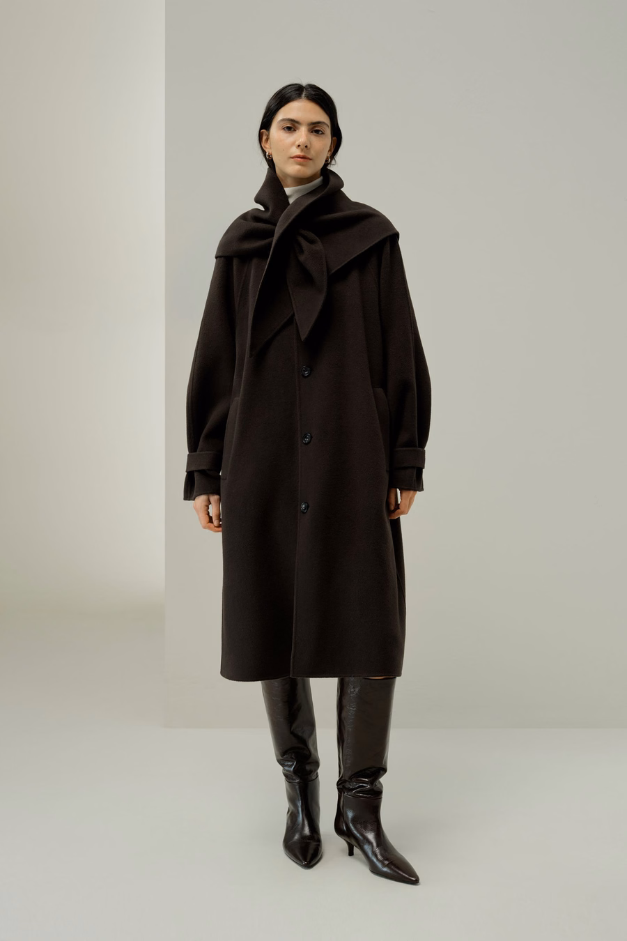 Abrigo Oversized de Mezcla de Seda y Lana de Doble Cara