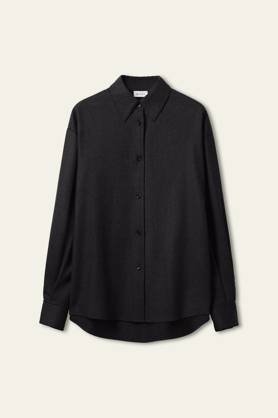 Camisa cálida de seda y lana de gran tamaño