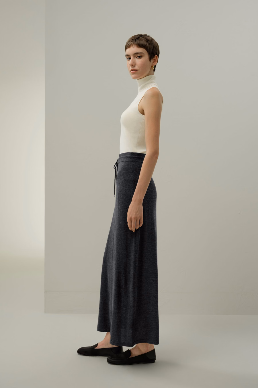 Falda Maxi de Lana Merino con Cuerda