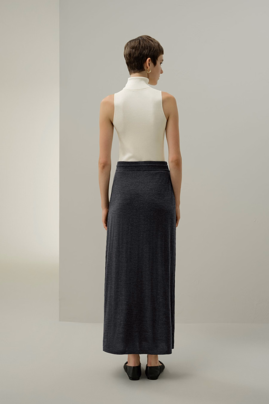 Falda Maxi de Lana Merino con Cuerda