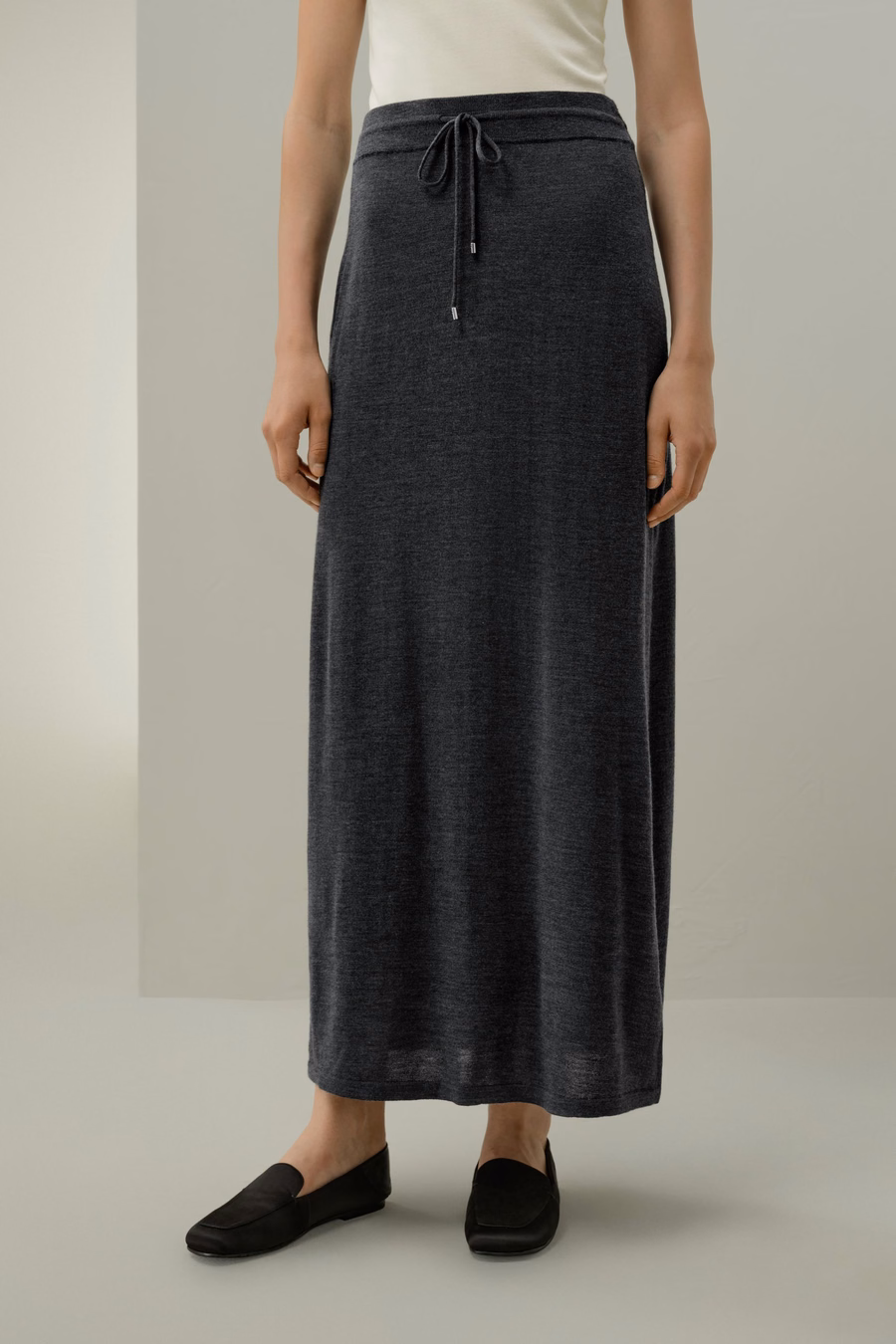 Falda Maxi de Lana Merino con Cuerda