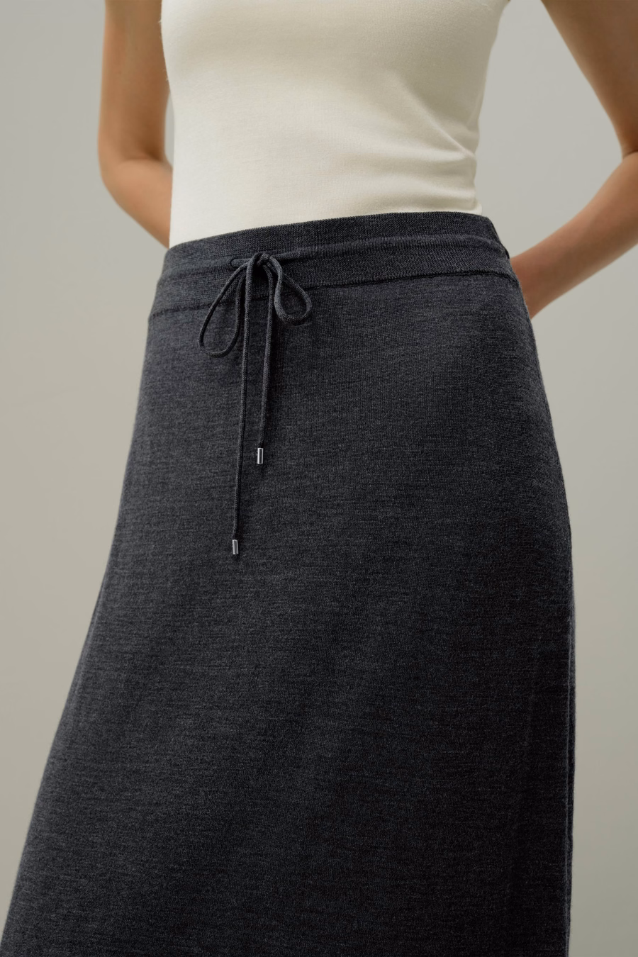 Falda Maxi de Lana Merino con Cuerda