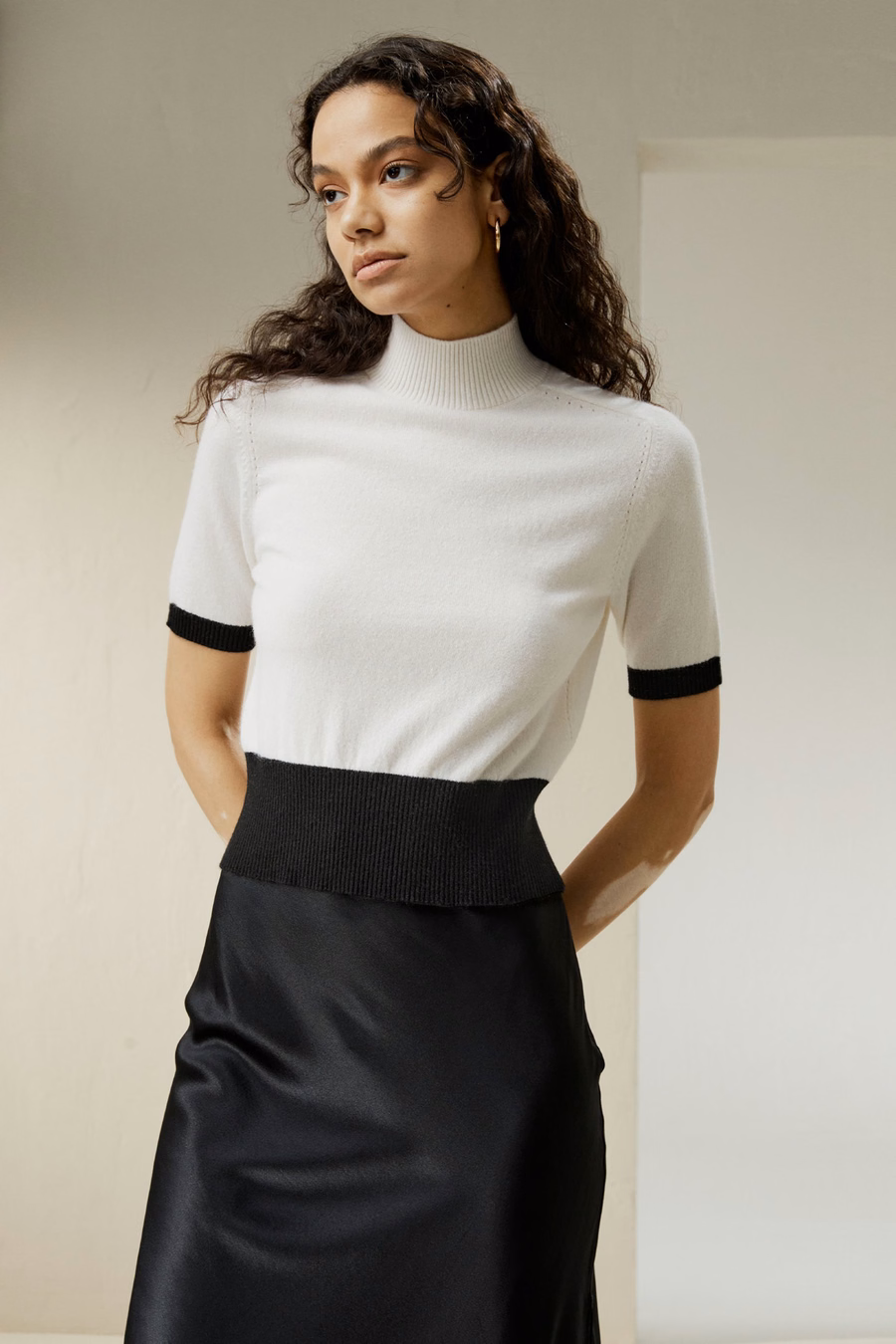Camisa de Cachemira de Cuello Alto Gemini